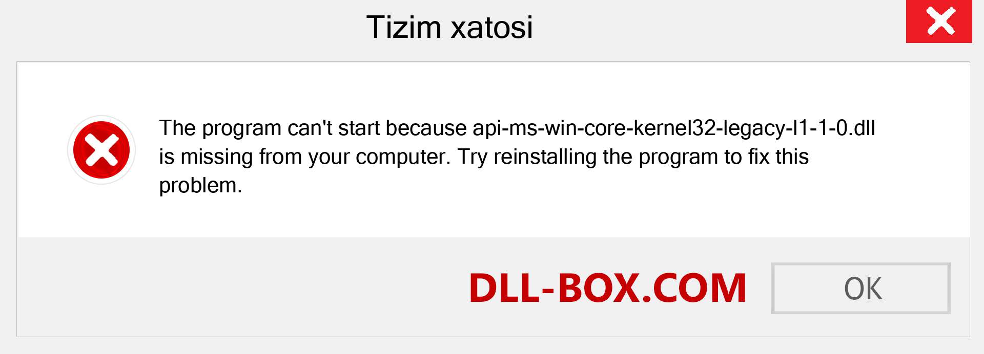 api-ms-win-core-kernel32-legacy-l1-1-0.dll fayli yo'qolganmi?. Windows 7, 8, 10 uchun yuklab olish - Windowsda api-ms-win-core-kernel32-legacy-l1-1-0 dll etishmayotgan xatoni tuzating, rasmlar, rasmlar